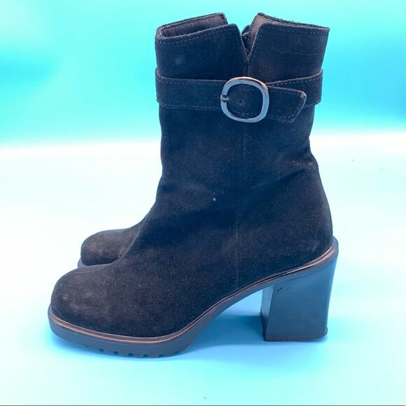 La Canadienne Black Suede Booties-6.5M - Picture 6 of 11